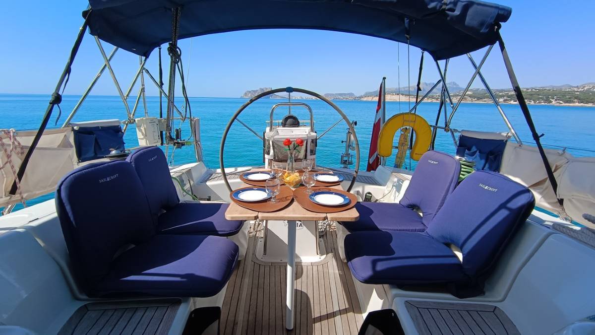 Image of a table place setting on a yacht